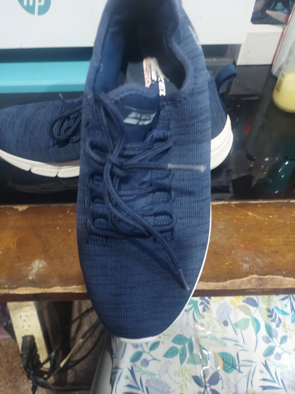 Women's Navy Knit Lace-Up Athletic Sneakers